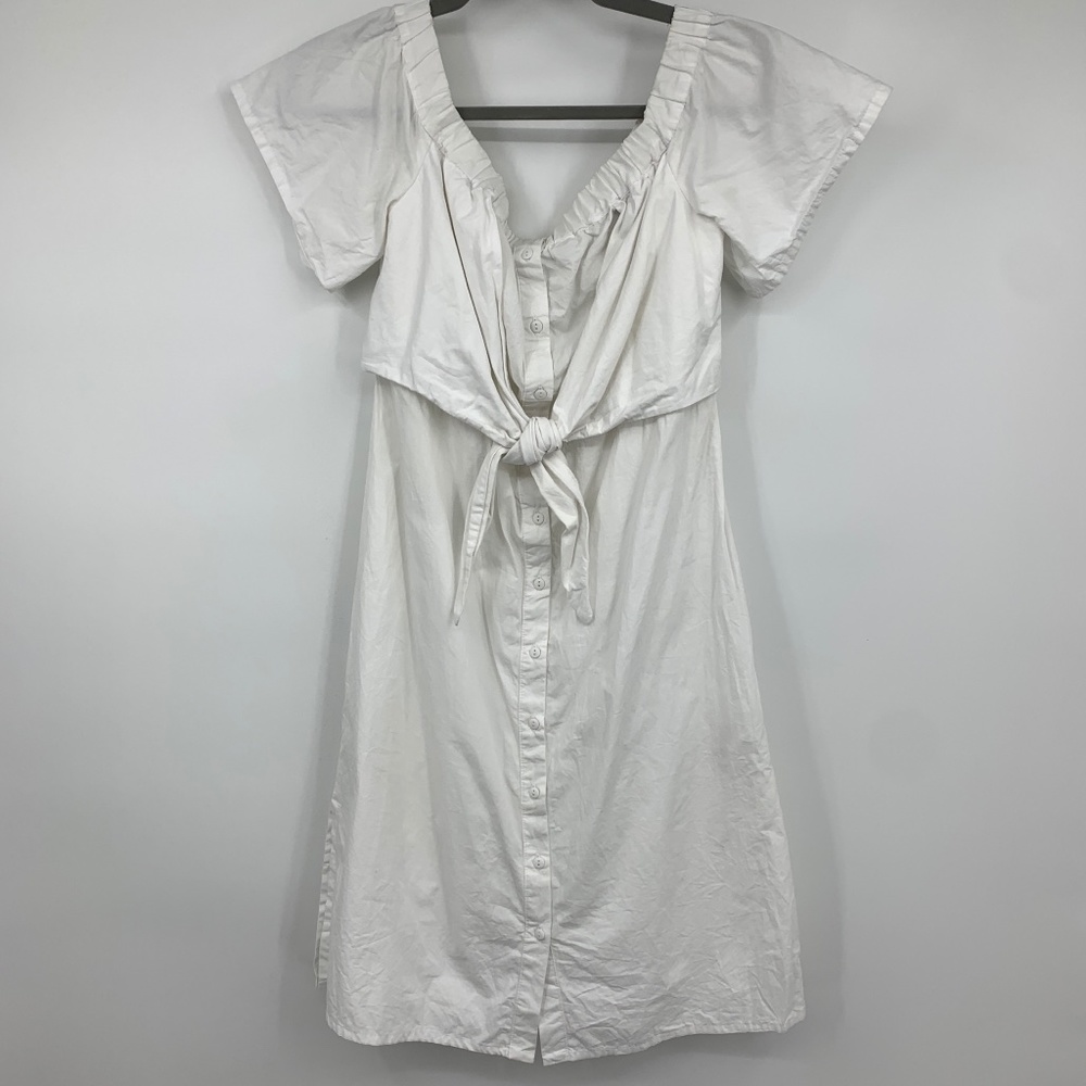 Topshop‎ 10P petite shirt Dress white Button knot